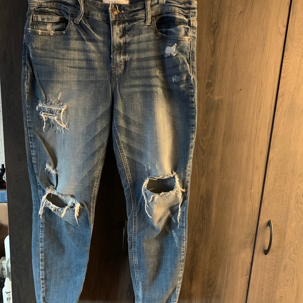 Josie mid rise skinny crop dark blue jeans